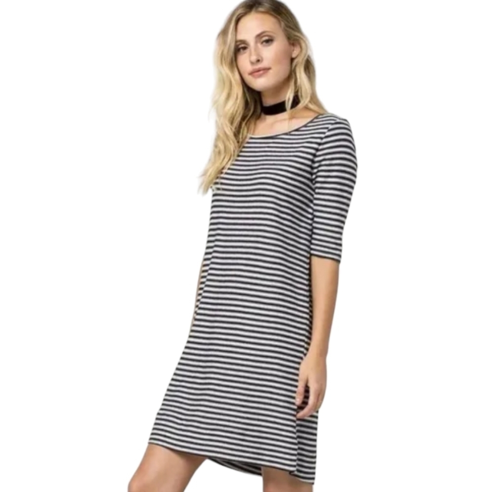 We The Free Contemporary Frenchie Striped Tee Dress Black White Womens Size L‎ - Picture 3 of 9